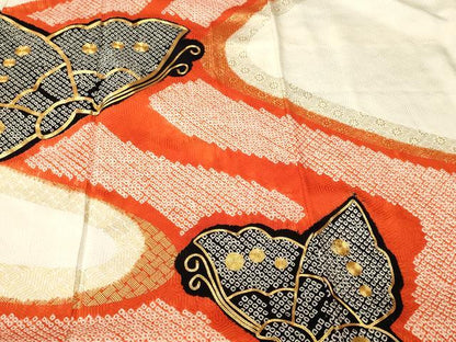 平和屋着物■豪華振袖　駒刺繍　絞り　道長舞蝶文　金彩　正絹　逸品　CABL3978ev