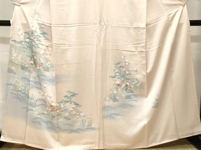 平和屋着物■訪問着　梅松流水花文　暈し染め　正絹　逸品　CABL3982ev