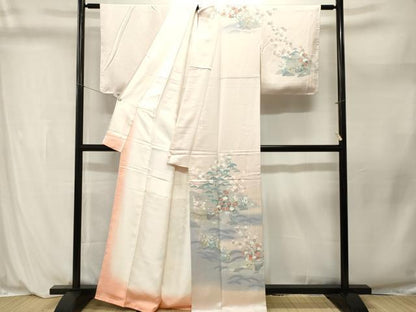 平和屋着物■訪問着　梅松流水花文　暈し染め　正絹　逸品　CABL3982ev