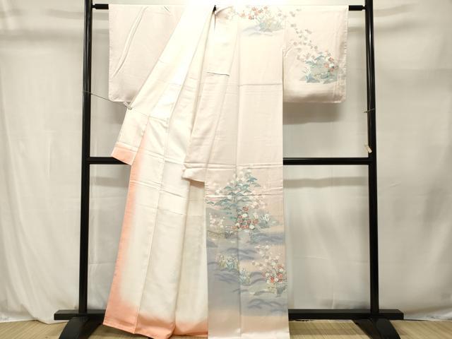 平和屋着物■訪問着　梅松流水花文　暈し染め　正絹　逸品　CABL3982ev