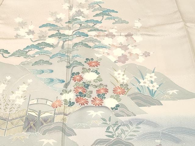 平和屋着物■訪問着　梅松流水花文　暈し染め　正絹　逸品　CABL3982ev