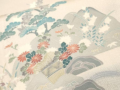 平和屋着物■訪問着　梅松流水花文　暈し染め　正絹　逸品　CABL3982ev