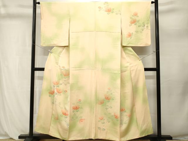 平和屋着物■訪問着　刺繍　枝椿　暈し染め　正絹　逸品　CABL3987ev