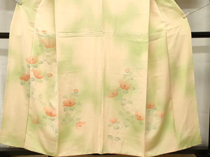 平和屋着物■訪問着　刺繍　枝椿　暈し染め　正絹　逸品　CABL3987ev