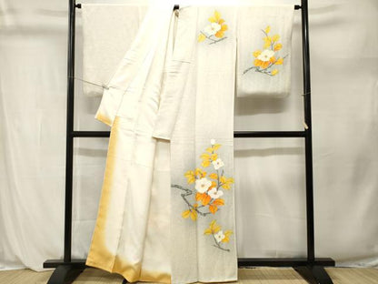 平和屋着物■訪問着　枝花文　暈し染め　正絹　逸品　CABL3988ev