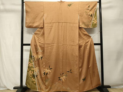 平和屋着物■訪問着　作家物　駒刺繍　立波笹竹花文　金銀彩　正絹　逸品　CABL3989ev