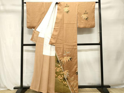 平和屋着物■訪問着　作家物　駒刺繍　立波笹竹花文　金銀彩　正絹　逸品　CABL3989ev