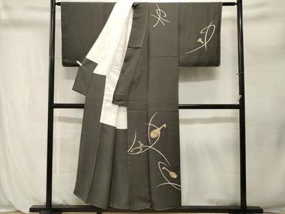 平和屋着物■訪問着　駒刺繍　琵琶花文　金彩　正絹　逸品　CABL3991ev