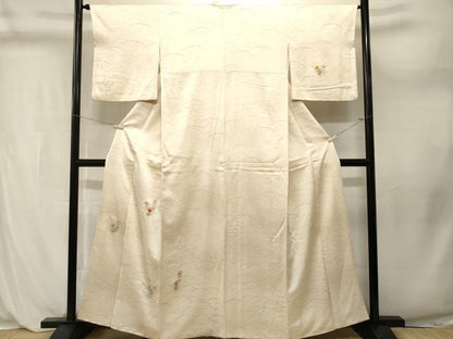 平和屋着物■訪問着　刺繍　芝草花文　正絹　逸品　CABL3992ev