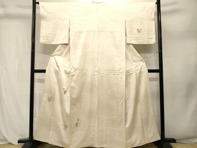 平和屋着物■訪問着　刺繍　芝草花文　正絹　逸品　CABL3992ev
