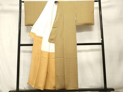 平和屋着物■上質な小紋　籠目文様　正絹　逸品　CABL3993ev