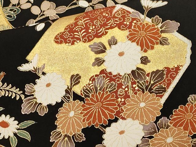 平和屋着物■豪華黒留袖　駒刺繍　几帳破れ色紙草花文　金彩　正絹　逸品　CABL3998ev