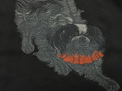 平和屋着物＃羽織　寿光織　動物文　黒地　銀糸　正絹　逸品　CABL4005ua