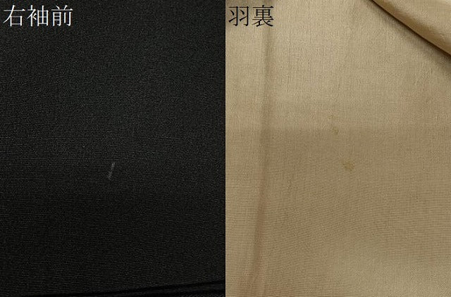 平和屋着物＃羽織　寿光織　花鳥文　黒地　金銀糸　正絹　逸品　CABL4017ua