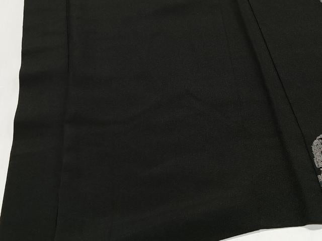 平和屋着物＃羽織　寿光織　花鳥文　黒地　金銀糸　正絹　逸品　CABL4017ua