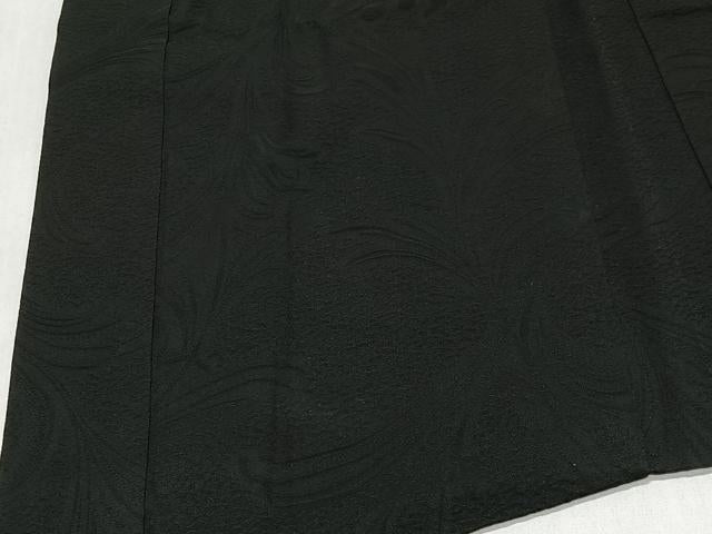 平和屋着物＃羽織　草花地紋　黒地　正絹　逸品　CABL4019ua