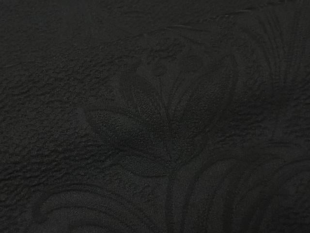 平和屋着物＃羽織　草花地紋　黒地　正絹　逸品　CABL4019ua