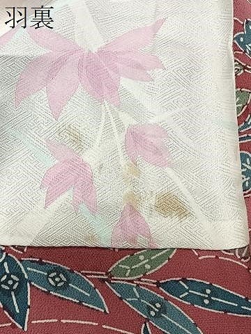 平和屋着物＃羽織　型染め　雲取り草花文　正絹　逸品　CABL4024ua