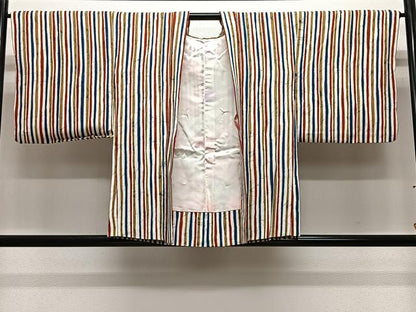 平和屋着物＃羽織　ろうけつ染め　縞　正絹　逸品　CABL4025ua
