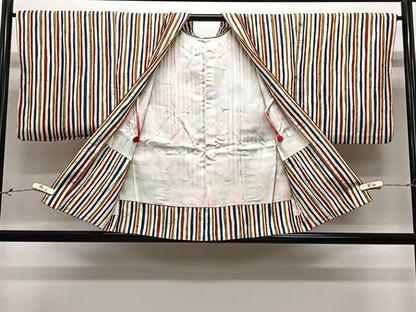 平和屋着物＃羽織　ろうけつ染め　縞　正絹　逸品　CABL4025ua