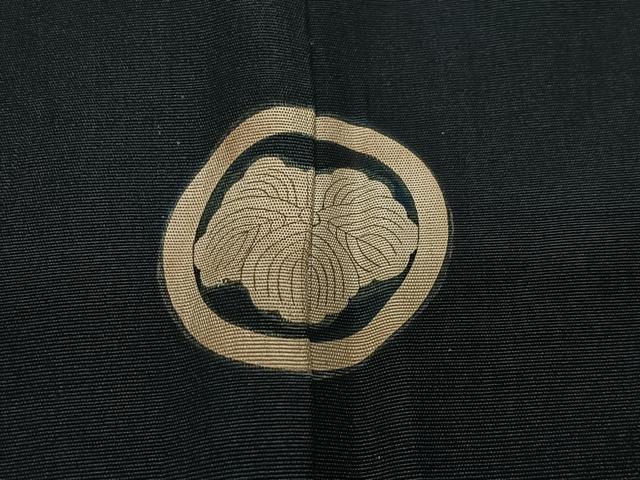 平和屋着物＃男性　長羽織　黒紋付　正絹　逸品　CABL4026ua