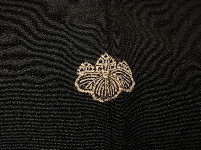 平和屋着物＃羽織　寿光織　草花文　黒地　金銀糸　正絹　逸品　CABL4038ua