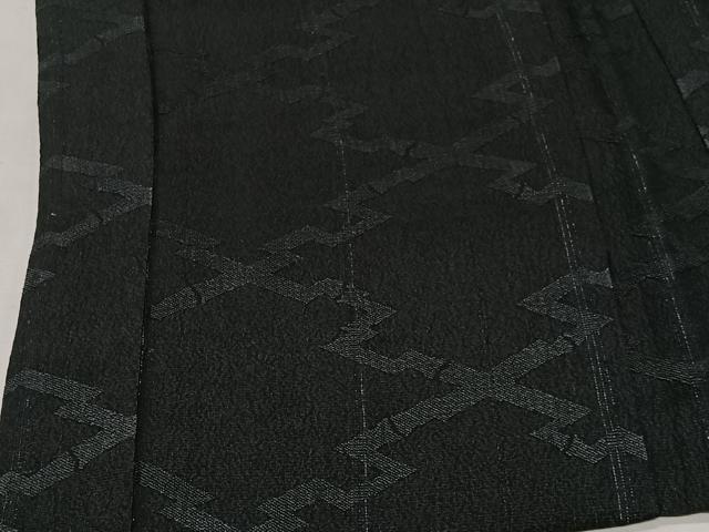 平和屋着物＃羽織　松皮菱地紋　黒地　正絹　逸品　CABL4039ua