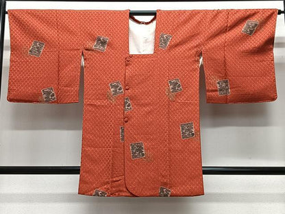 平和屋着物＃道行コート　色紙重ね草花文　金彩　正絹　逸品　未使用　CABL4045ua
