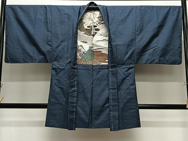 平和屋着物＃男性　本場大島紬　長羽織　100亀甲　総詰め　正絹　逸品　CABL4050ua