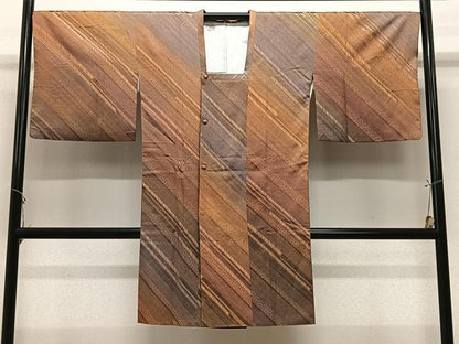 平和屋着物＃道行コート　増尾修興　斜線文　暈し染め　ロング丈　正絹　逸品　CABL4051ua