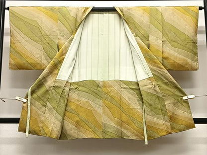 平和屋着物＃道行コート　斜線文　ロング丈　正絹　逸品　CABL4052ua