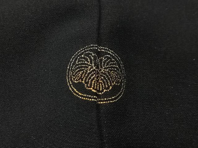平和屋着物＃羽織　寿光織　枝花文　黒地　金銀糸　正絹　逸品　CABL4053ua