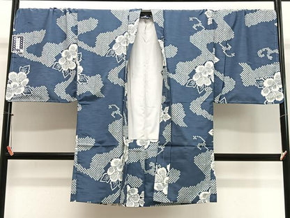 平和屋着物＃男性　長羽織　流水草花文　キングサイズ　洗える着物　未使用　CABL4063ua