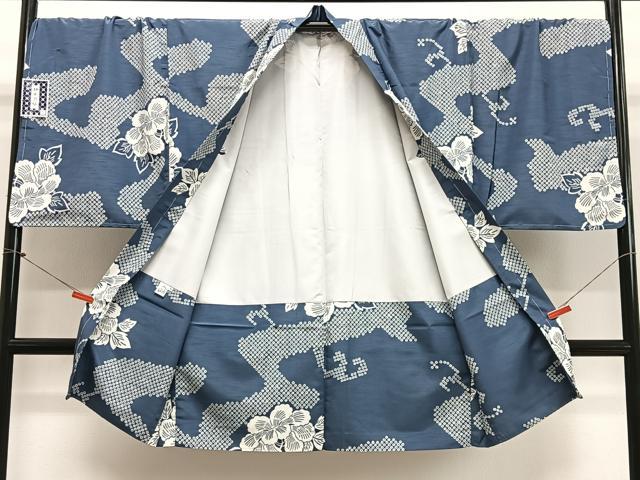 平和屋着物＃男性　長羽織　流水草花文　キングサイズ　洗える着物　未使用　CABL4063ua