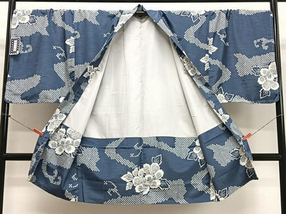 平和屋着物＃男性　長羽織　流水草花文　キングサイズ　洗える着物　未使用　CABL4064ua
