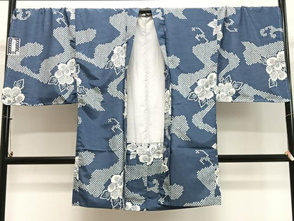 平和屋着物＃男性　長羽織　流水草花文　キングサイズ　洗える着物　未使用　CABL4065ua
