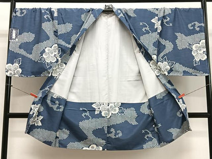 平和屋着物＃男性　長羽織　流水草花文　キングサイズ　洗える着物　未使用　CABL4065ua