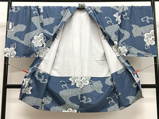 平和屋着物＃男性　長羽織　流水草花文　キングサイズ　洗える着物　未使用　CABL4065ua