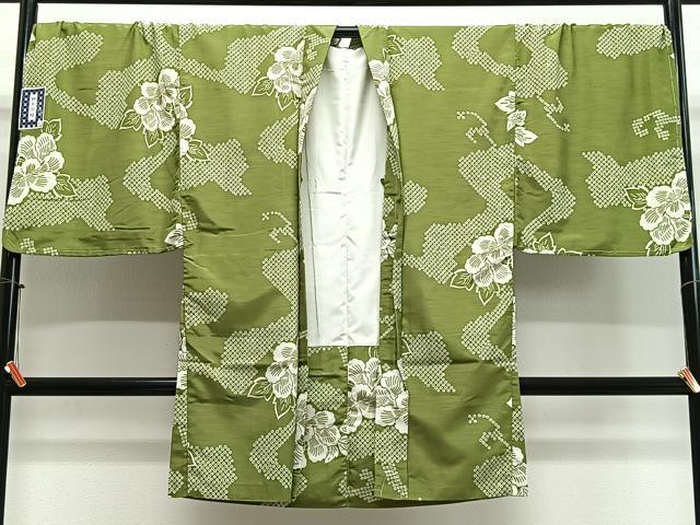 平和屋着物＃男性　長羽織　流水草花文　キングサイズ　洗える着物　未使用　CABL4067ua