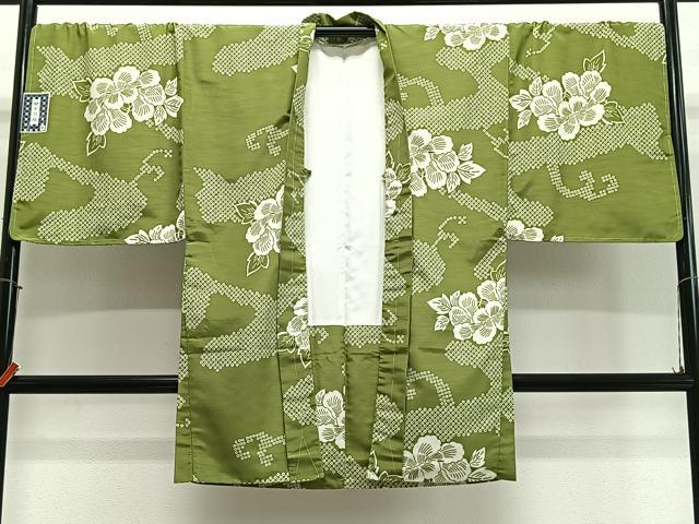 平和屋着物＃男性　長羽織　流水草花文　キングサイズ　洗える着物　未使用　CABL4068ua