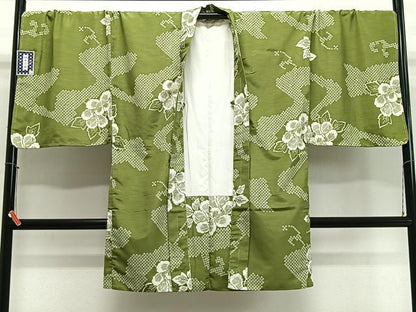 平和屋着物＃男性　長羽織　流水草花文　キングサイズ　洗える着物　未使用　CABL4069ua