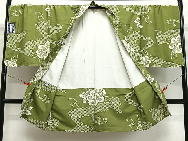 平和屋着物＃男性　長羽織　流水草花文　キングサイズ　洗える着物　未使用　CABL4069ua