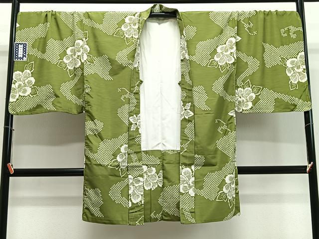 平和屋着物＃男性　長羽織　流水草花文　キングサイズ　洗える着物　未使用　CABL4070ua