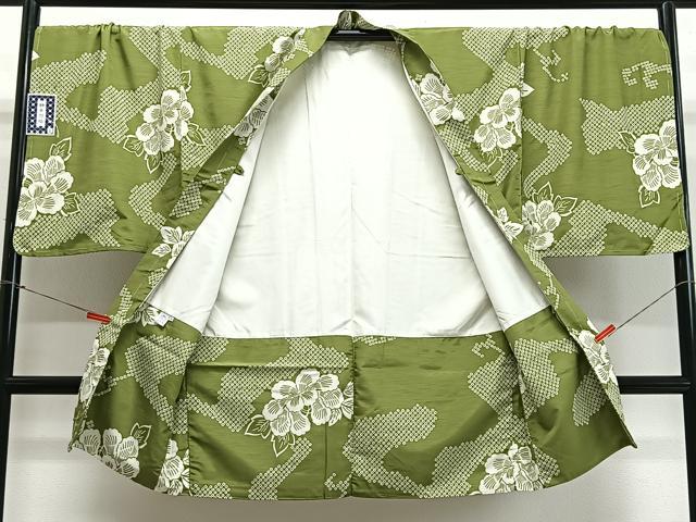 平和屋着物＃男性　長羽織　流水草花文　キングサイズ　洗える着物　未使用　CABL4070ua