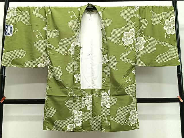 平和屋着物＃男性　長羽織　流水草花文　キングサイズ　洗える着物　未使用　CABL4071ua