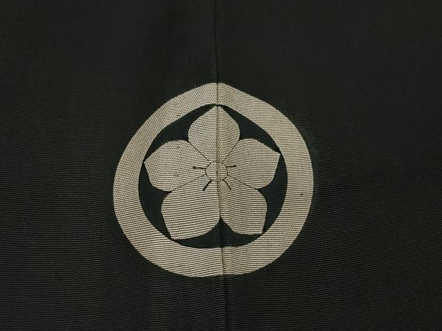 平和屋着物＃男性　長羽織　単衣　黒紋付　正絹　逸品　CABL4072ua
