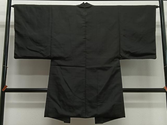 平和屋着物＃男性　長羽織　黒地　正絹　逸品　CABL4073ua