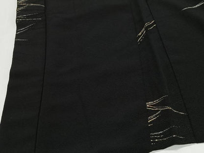 平和屋着物＃羽織　寿光織　抽象文様　黒地　金銀糸　正絹　逸品　CABL4081ua