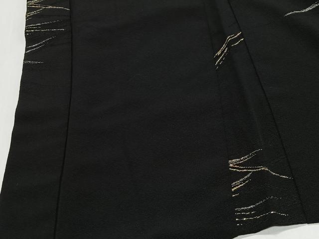 平和屋着物＃羽織　寿光織　抽象文様　黒地　金銀糸　正絹　逸品　CABL4081ua