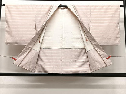 平和屋着物＃羽織　お召地　横段文　正絹　逸品　CABL4088ua